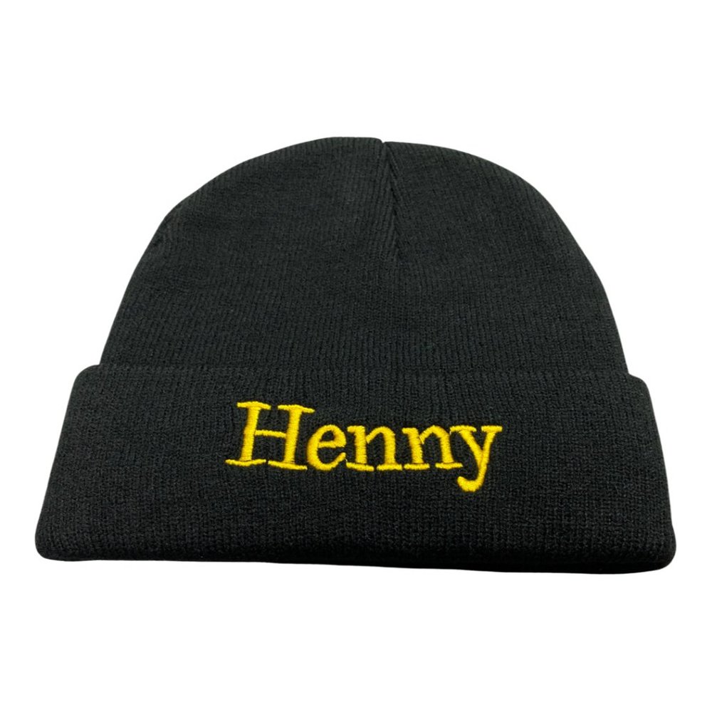 Henny Beanie Hat, Skull-Cap - Cuffed Knit Embroidery Winter Warm Slouchy Hats